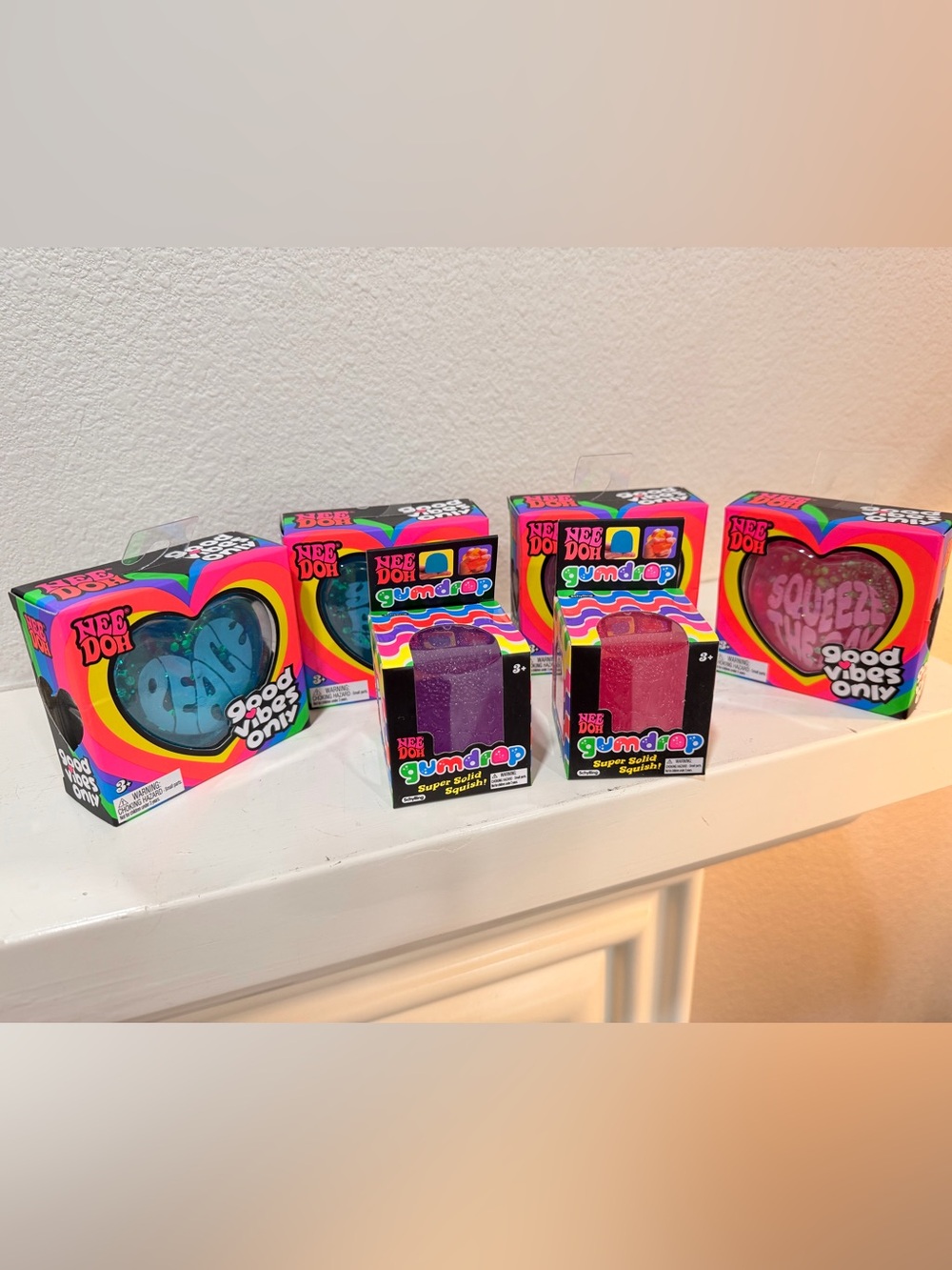 NeeDoh Gumdrop & Heart Squish Bundle Lot of 6 Viral Schylling
